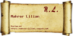 Mahrer Lilian névjegykártya